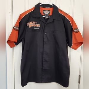 Harley Davidson Oil Can button up shirt size L. New without tags.